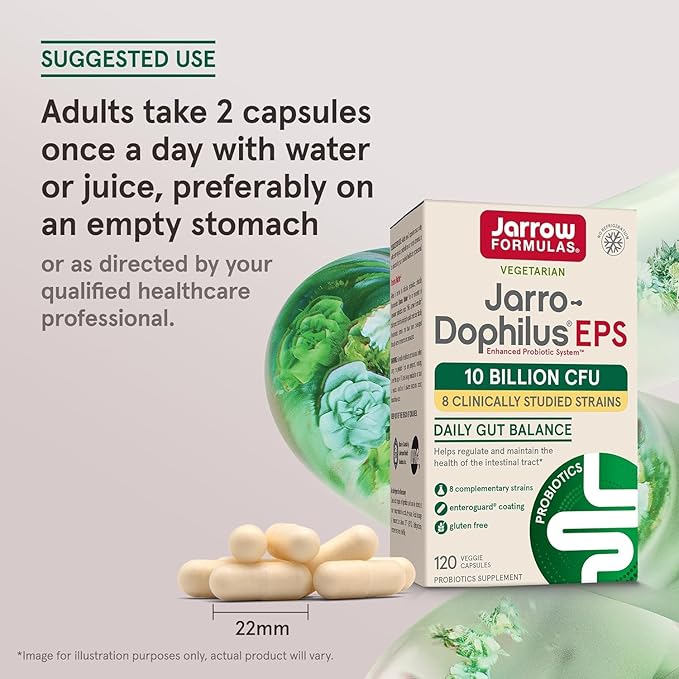 Jarrow Formulas Jarro Dophilus Probiotics 10 Billion CFU - Probiotic Supplement Capsules for Digestive Health & Gut Health for Women and Men, 120 Veggie Capsules (Pack of 2)