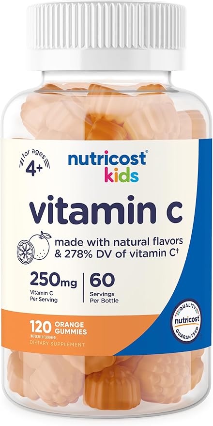 Nutricost Kids Vitamin C Gummies (250mg), 120 Gummies - Natural Flavors, Natural Colors, Gluten Free, No Corn Syrup, 60 Servings