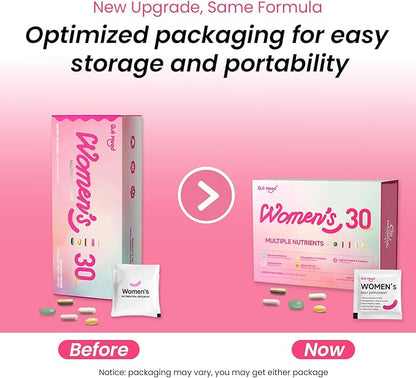 Women's Daily Vitamin Pack System Complete All-in-One Wellness Supplements for Women (2 Box)
