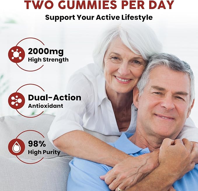 Red Yeast Rice 2,000mg with CoQ10 Gummies - Max Strength Extract Red Yeast Rice Supplement with CoQ10 200 Plus Citrus Bergamot - Natural Cholesterol Support,Vegan, Non-GMO, Gluten-Free – 60 Counts
