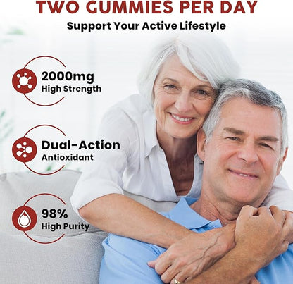Red Yeast Rice 2,000mg with CoQ10 Gummies - Max Strength Extract Red Yeast Rice Supplement with CoQ10 200 Plus Citrus Bergamot - Natural Cholesterol Support,Vegan, Non-GMO, Gluten-Free – 60 Counts