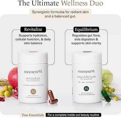 momentM Revitalize Skin Hydration Supplement, Vegan Collagen Alternative with Ceramosides & Astaxanthin - Hyaluronic Acid Supplements for Anti-Aging, Wrinkles & Fine Lines, 60 Hyaluronic Acid Capsules