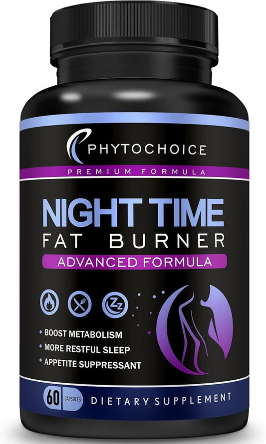 PHYTOCHOICE Night Time Weight Loss Pills for Women-Carb Blocker Appetite Suppressant with Melatonin-Fat Burner Diet Pills that Work Fast for Women-Nighttime Metabolism Booster-Made in USA-1 Pack