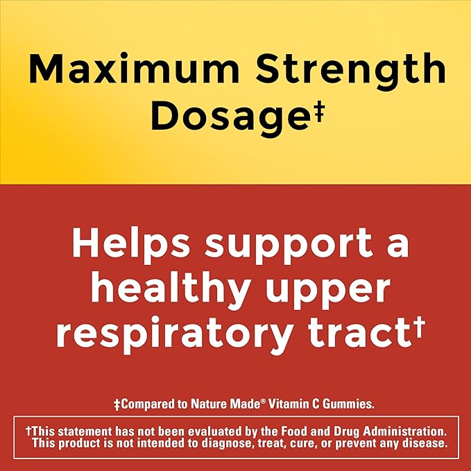 Nature Made Maximum Strength Dosage Vitamin C 1000mg per Serving, Immune Support Vitamin C Gummies for Adults, 80 Gummies, 20 Day Supply