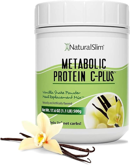 Metabolic Protein C-Plus, Whey Protein Powder & Shake Meal Replacement with Vitamin C, L-Glutamine & Digestive Enzymes, Low Carb Protein Drink, Support Metabolism, Energy & Gut health 1.1 lb, Vanilla