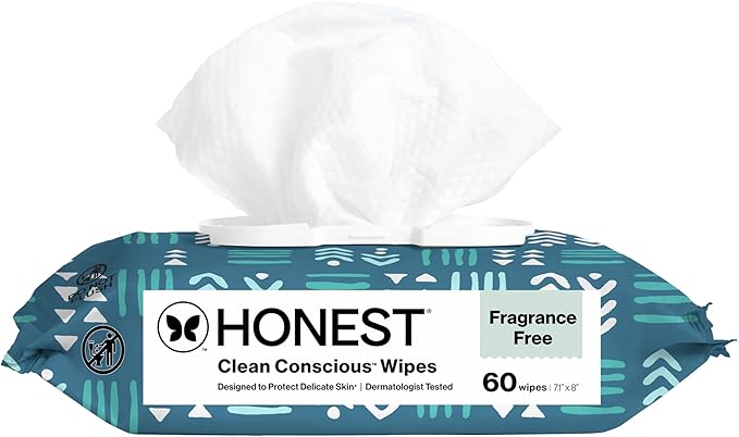 The Honest Company Hypoallergenic Multi-Use Baby Wipes for Sensitive Baby Skin, Balance Blues, 60 Count