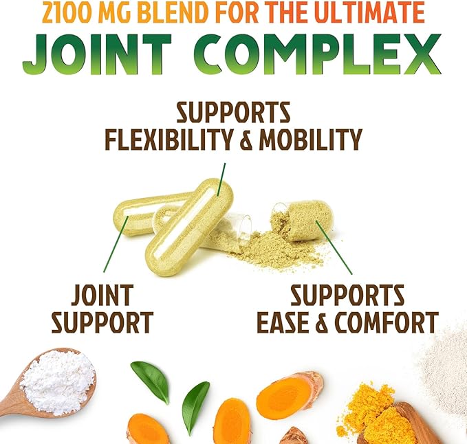 Glucosamine Chondroitin MSM - Joint Support Supplement for Joint Mobility, Comfort and Cartilage Support For Men and Women - Glucosamine Complex Supplements with Turmeric & Boswellia - 120 Capsules