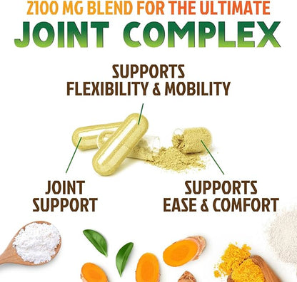 Glucosamine Chondroitin MSM - Joint Support Supplement for Joint Mobility, Comfort and Cartilage Support For Men and Women - Glucosamine Complex Supplements with Turmeric & Boswellia - 180 Capsules