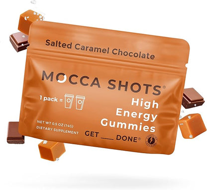 SGC Highest Concentration 100 mg Caffeine per Gummy, 2 Gummies per Pack, 6-Pack Mocca Shots Salted Caramel Plant-Based Instant Energy with Herbal nootropics