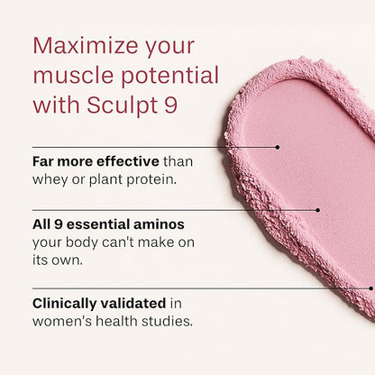 PVOLVE Sculpt 9 EAA & BCAA Powder for Women | Very Berry Flavor | Essential Amino Acids Supplement for Lean Muscle, Recovery & Strength | Non-GMO