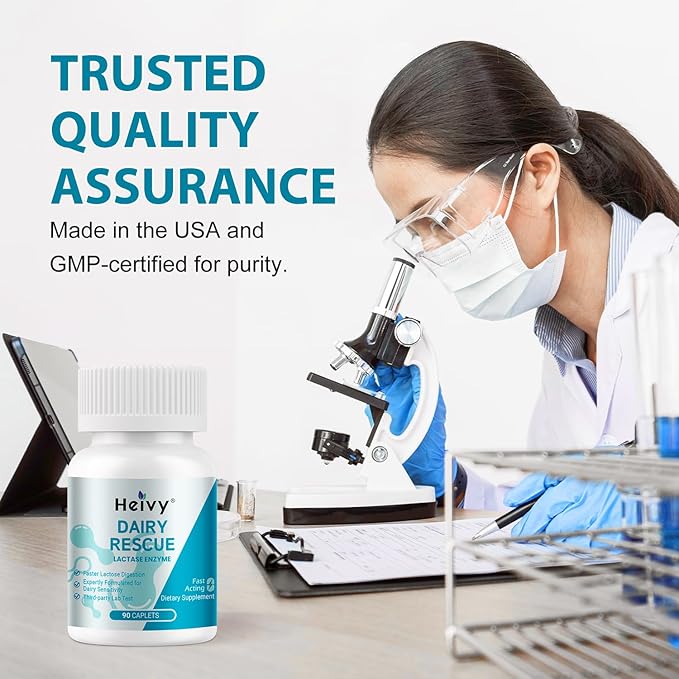 Heivy Pure Lactase Enzyme 9000 FCC Dairy Relief Fast Acting Supplement, Lactose Intolerance Pills 90 Count (Pack of 1)