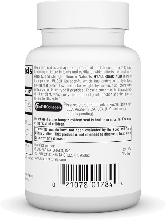 Source Naturals Hyaluronic Acid, 50mg, 60 Tablets
