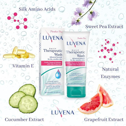 LUVENA Personal Wash - Intimate Wash for Women - Gentle Feminine Wash to Help Moisturize and Resist Odor - pH Balanced, Vitamin E, Paraben Free - Sweet Pea Scented 1pk- (6.76 oz)