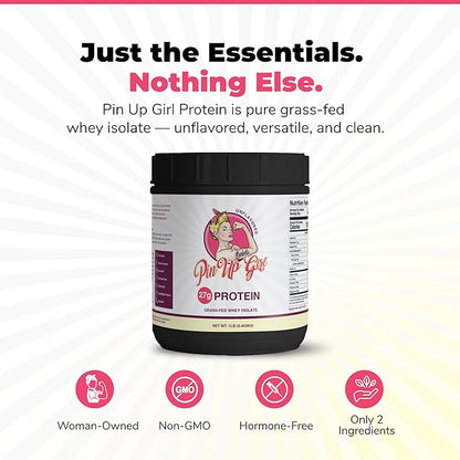 Pin Up Girl Whey Protein Isolate Powder – 27g of Protein Per Serving – Pure Premium Muscle-Building Whey Protein for Women – Fat Free, Low Calorie, Low Carb, No Added Sugar – Unflavored