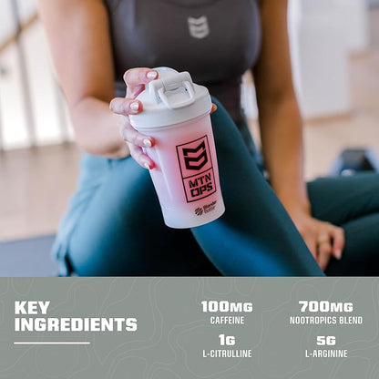 MTN OPS Ignite Lite Sugar Free Energy Drink Powder with 100mg Caffeine, Nootropic Blend for Energy & Focus, L Arginine & L Citrulline for Endurance, 45 Servings, Strawberry Daiquiri