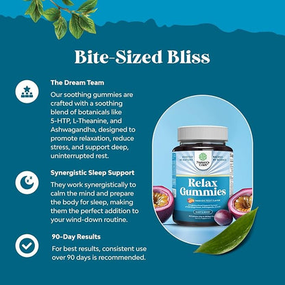 Calming Gummies for Adults with Ashwagandha and Magnesium - Relaxing Stress Gummies with L Theanine 5HTP and Lemon Balm Extract - Adaptogenic Chamomile Extract Vitamin B6 - 90 Count (Pack of 2)