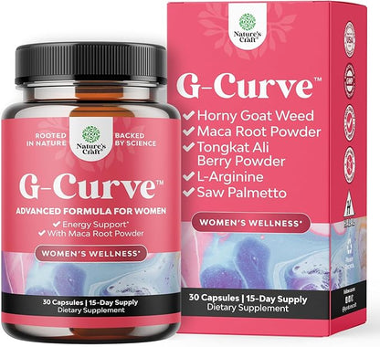 G-Curve Butt and Breast Growth Capsules - Horny Goat Weed, Muira Puama & Maca Root for Butt Growth Support - Advanced Herbal Formula - Supports Bigger Butt & Bigger Breast - Easy to Swallow - 30 Count
