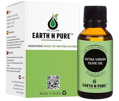 Earth N Pure Extra Virgin Olive Oil (Jaitun Oil) Cold Pressed, Natural, Therapeutic Grade 30 ml