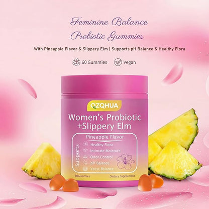 Premium Feminine Balance Gummies for Women - 60 Gummies, Hawaiian Pineapple Flavor - with Probiotics & Vitamin C - Supports Feminine Wellness & Healthy Balance - Gluten Free, Vegan（30 Servings）（Q2）