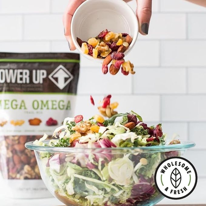 Power Up Mega Omega Trail Mix – Cranberries, Mango, Almonds, Walnuts & Pumpkin Seeds – Non-GMO, Vegan, Gluten-Free, No Artificial Ingredients, No Added Sodium – 14 oz Resealable Bags (Pack of 6)