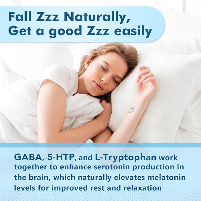 GABA Gummies for Adults, Relaxation, Zzz & Mood – Sugar-Free Calm Gummies with L-Theanine, 5-HTP, Vitamin D3 – Natural Zzz Support, GABA Supplements for Kids, 60 Count