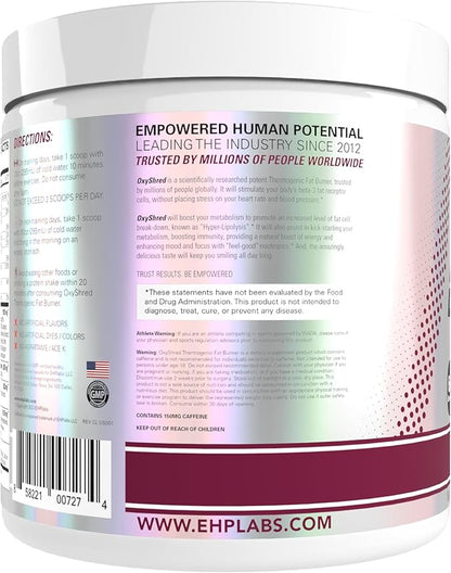 EHP Labs OxyShred Pre Workout Powder & Shredding Supplement - Preworkout Powder with L Glutamine & Acetyl L Carnitine, Energy Boost Drink - Passionfruit, 60 Servings