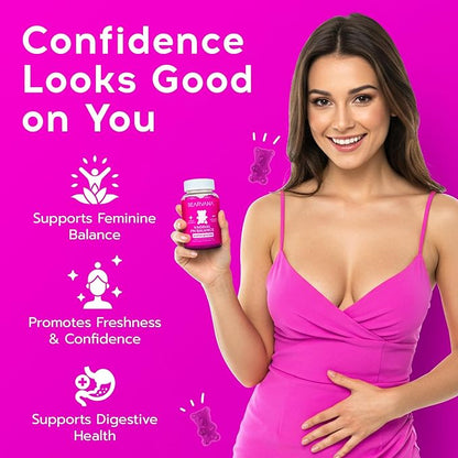 BEARVANA Vaginal pH Support & Probiotic Gummies for Women | Feminine Wellness & Intimate Care Supplement with Vitamin C | Pineapple Flavor | 60 Gummies
