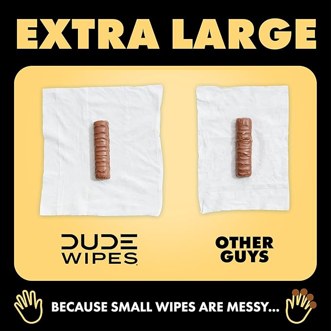 DUDE Wipes Shea BUTTer Flushable Wipes - Extra-Large Adult Wet Wipes - 3 Pack (144 Count) - Infused with Coconut Oil, Vitamin E, and Aloe - Septic and Sewer Safe
