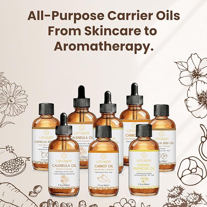 Evening Primrose Oil for Skin Hair Nails, 100% Pure & Natural Carrier Oil, Cold-Pressed & Unrefined, Multi-Purpose Body Oil, 2 Fl Oz