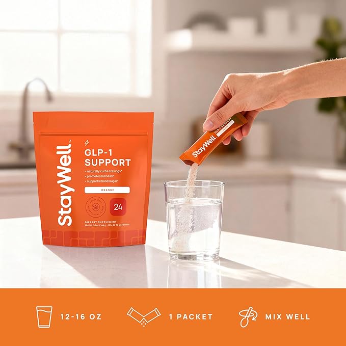 GLP-1 Supplement | Natural GLP-1 Production | GLP 1 Booster Drink Mix to Control Appetite and Cravings | Great Tasting Metabolic Support - Yerba Mate, Garcinia Cambogia, Berberine [Orange]