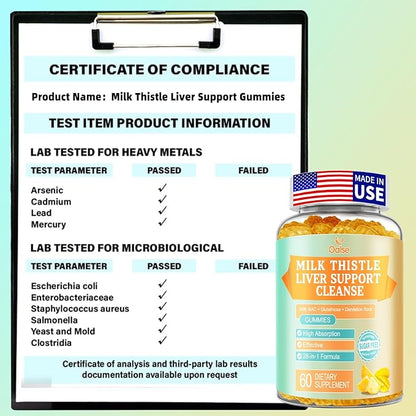 Liver Cleanse Detox & Repair 2000 Mg Milk Thistle Gummies - Mango Pineapple - with NAC, Glutathione, Dandelion Root, Aloe Vera Leaf, etc, Gluten-Free, 60 Count