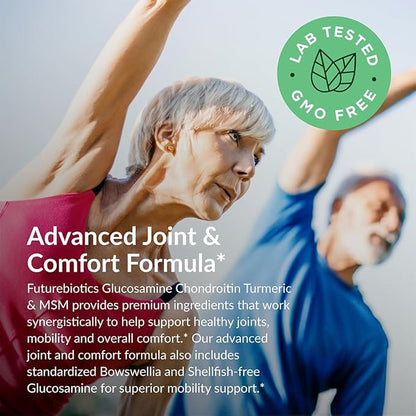 Futurebiotics Glucosamine Chondroitin Turmeric & MSM Advanced Joint Formula, Supports Healthy Joints & Mobility - Non-GMO, 60 Capsules