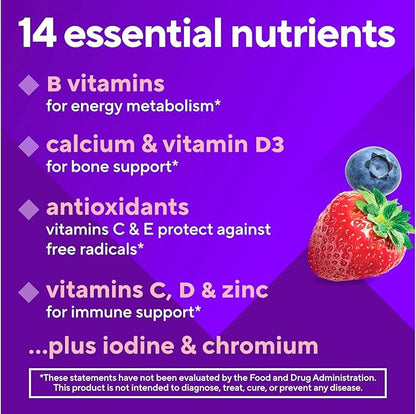Vitafusion 150 Count with Vitamins A, C, D, E, B-6 and B-12 Womens Multivitamin Gummies, Berry Flavored Daily Vitamins for Women