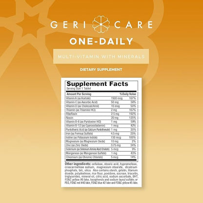 GeriCare One-Daily Multivitamins with Minerals (100 Tablets) High-Potency Multi-Vitamin & Multimineral Dietary Supplement for Immunity, Energy | Complete Daily Nutritional Support (2 Pack)