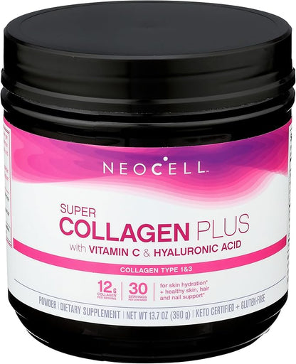 NeoCell Super Collagen Peptides | 13.7 oz | Grassfed Bovine | With Hyaluronic Acid and Vitamin C | Non-GMO, Gluten & Soy Free Supplement