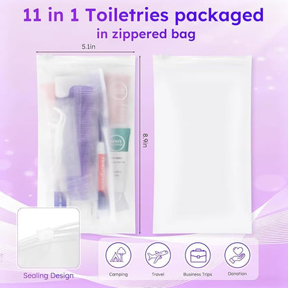 Travel Toiletries Personal Cleaning Bulk,Disposable Hygiene Kit Care Package Supplies, Women Toiletry Essentials Set Individually Wrapped for Camping, Hotel, Vacation, Homeless, Charity (11-in-1, 5)