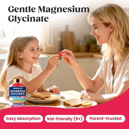 60 Day Supply Magnesium Glycinate 400mg Gummies with Ashwagandha, L-Theanine, CoQ10, Vitamin D3 & B6, Sugar Free Magnesium Gummies for Adults & Kids, Stress Relief, Sleep & Calm, Vegan, Gluten Free