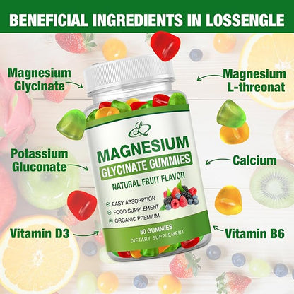 Magnesium Glycinate Gummies for Adults and Kids 600mg, High Absorption Potassium Magnesium Supplement for Sleep, Magnesium L-Threonate, 160 Count
