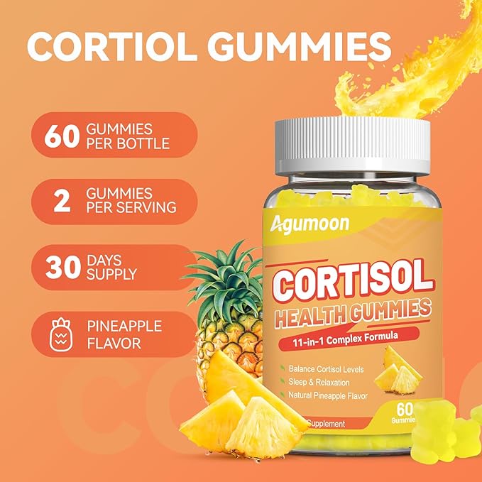 Cortisol Gummies for Women, Cortisol Supplements with Ashwagandha, Magnesium, L-theanine, for Relaxation and Mood Support - 60 Gummies