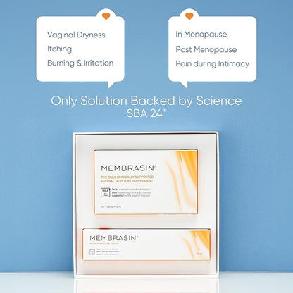Membrasin Vitality Pearls | Supports Feminine Hydration | Estrogen-Free Oral Supplement | Omega 3, 6, 7, 9 & Sea Buckthorn Oil (Starter Pack (Pack of 1))