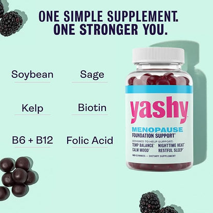 Gummies for Menopause | Hormone-Free Supplements for Women | Clinically Backed | 30 Servings | Helps Alleviate Hot Flashes, Night Sweats, & Mood Swings | Supports Libido | BlackBerry Flavor