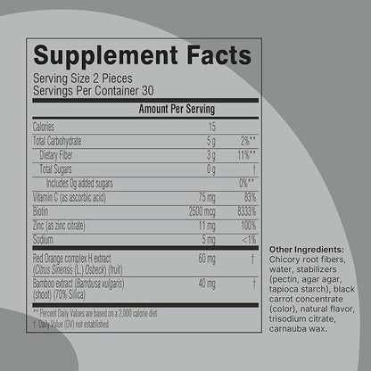 Swisse Hair Skin Nails Glam Bites – Biotin, Bamboo & Blood Orange – Supports Hair Growth, Stronger Nails & Radiant Skin – Zero Sugar Gummies for Adults – Natural Blood Orange Flavor, 60 Count