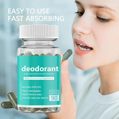Body Deodorizing Supplement, Internal Deodorant Chlorophyll Capsules for Men & Women - Full Body Deodorizing Supplement Odor Control Natural Deodorant, 90 Count