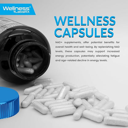 WELLNESS LABSRX Liposomal NAD Supplement, 1500mg - USA Made, NAD Resveratrol Supplement for Women and Men, NAD+ Support Cellular Health, Energy & Anti Aging - 90 Count