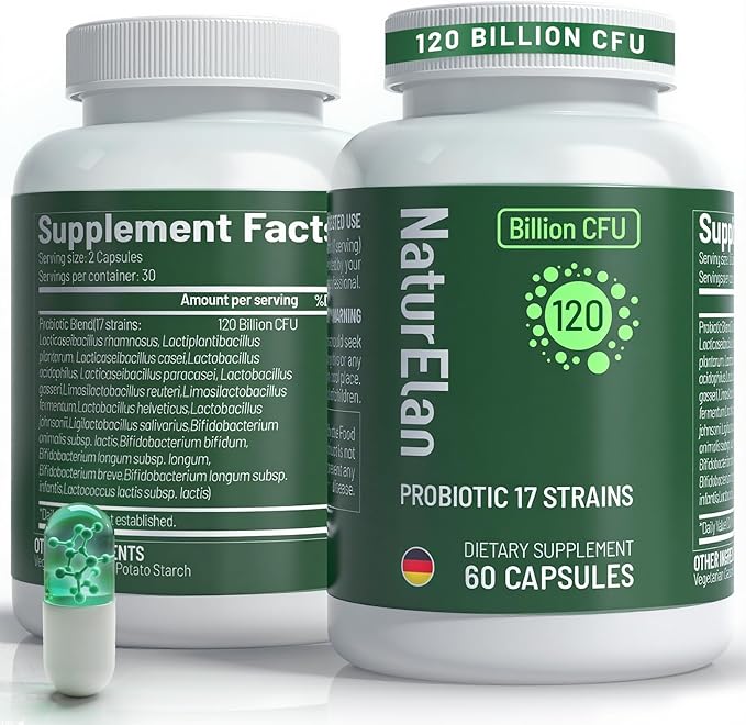 Probiotics for Women & Men - 120 Billion CFU, 17 Powerful Strains for Gut Health, Immunity & Fast Bloating Relief, Third - Party Tested, Non-GMO & Vegan Probiotics Formula for Digestive Health, 60 CT