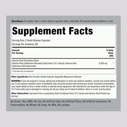 Piping Rock Valerian Root Capsules | 120 Count | Extract Supplement | Herbal Blend | Non-GMO, Gluten Free
