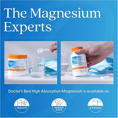 Doctor's Best High Absorption Magnesium Glycinate Lysinate Supplement for Sleep Support - Chelated Magnesium Tablets for Women & Men, 200mg per Serving, Supports Calm & Relaxation, Vegan - 120 Count