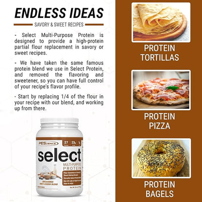 PEScience Select Multi-Purpose Unflavored Protein Powder, Low Carb, Keto Friendly, Gluten Free, Whey & Casein Protein Flour for Baking and Smoothies, 27 Servings
