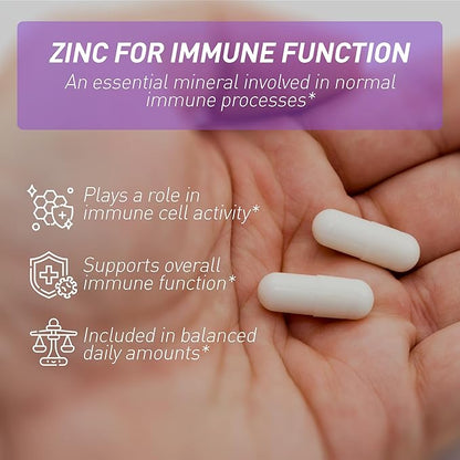 Zeal Naturals Max Strength Elderberry Capsules - 500mg, 100 Capsules | Sambucus Black Elderberry, Vitamin C, and Zinc | 3-in-1 Immune Support Supplement for Adults