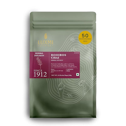 Luxmi Estates Rooibos Chai Organic Rooibos Tea with Spices (50 Tea Bags) Caffeine Free Tea Bags For Relaxing, Calming, and Stress Relief, With Certified Organic Rooibos Tea